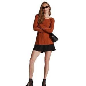 Anthropologie Wide Rib Side Slit Long Sleeve Sweater